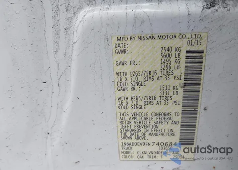 2015 Nissan Frontier Pro-4X/S/Sl/Sv из США, поврежденный, VIN 1N6AD0EV9FN740684